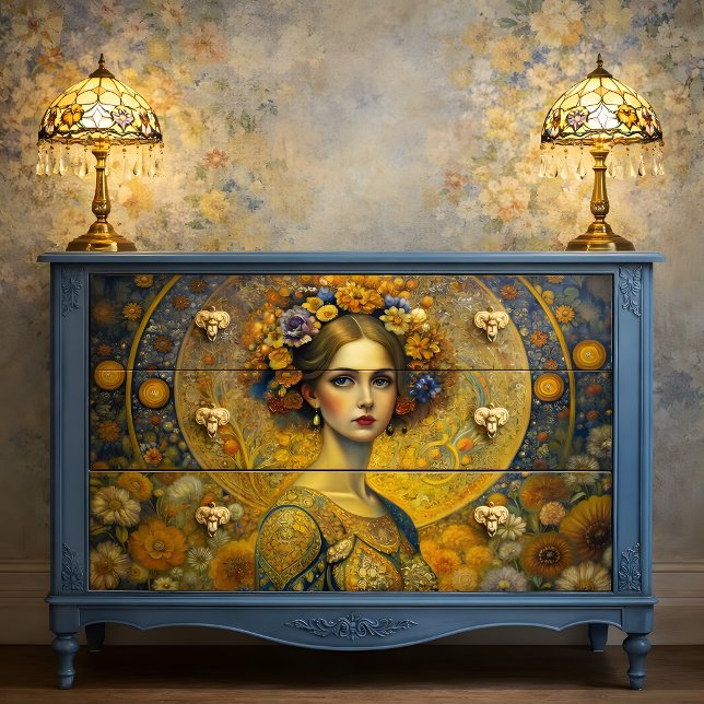 Papel De Seda Diosa Dorada Decoupage (Golden Goddess Decoupage Tissue Paper)