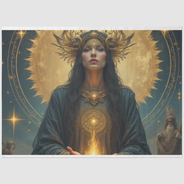 Papel De Seda Diosa Dorada Mística (Anverso)