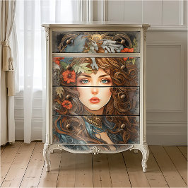 Papel De Seda Diosa floral Art Nouveau vintage bohemio victorian