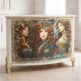 Papel De Seda Diosa floral Art Nouveau vintage estilo victoriano