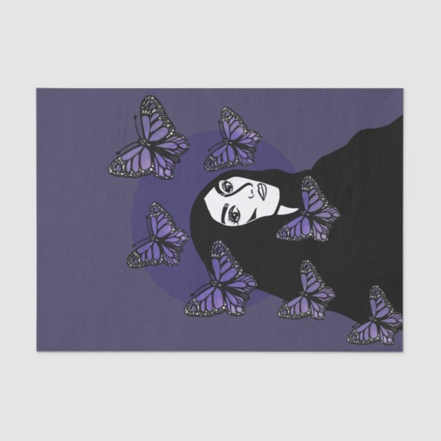 Papel De Seda Diosa mariposa morada (Anverso)