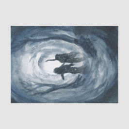 Papel De Seda Diosas de la luna de acuarela azul melancólico dec