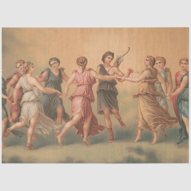 Papel De Seda Dioses bailando en las nubes con diosas (Anverso)
