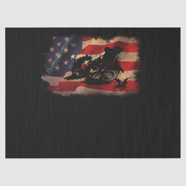 Papel De Seda Dirt Bike Bandera Americana Motocross Biker (Anverso)