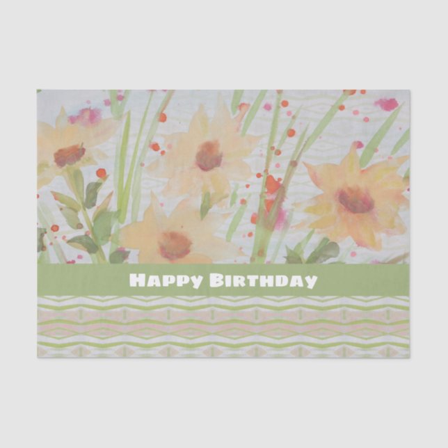 Papel De Seda Diseñador Floral de acuarela (Anverso)