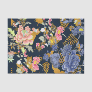 Papel De Seda Diseñador Florals con página de dibujo dorada