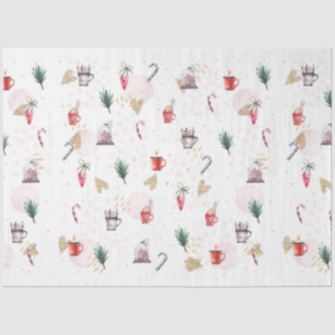 Papel De Seda Diseño 1 de acuarela de Navidad en dorado