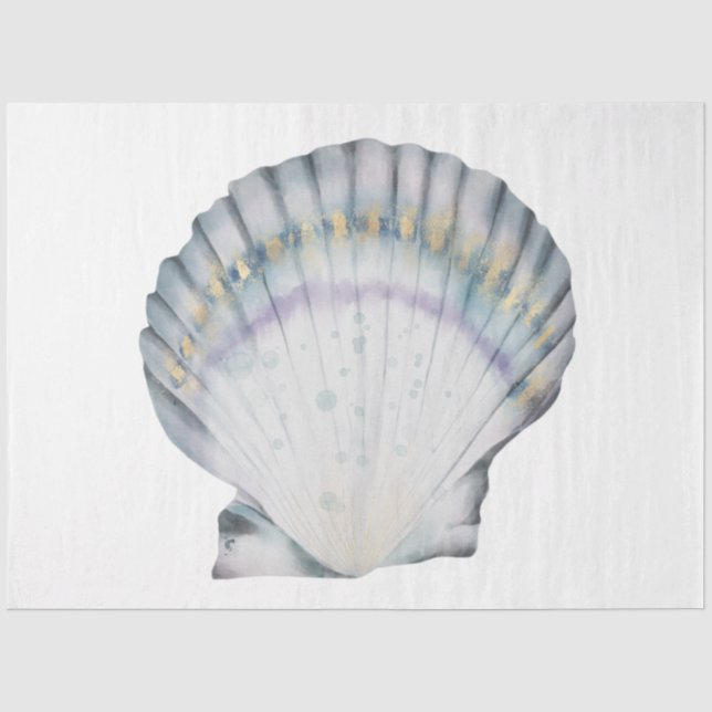 Papel De Seda Diseño 1 de la serie de conchas de acuarela submar (Anverso)