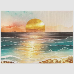Papel De Seda Diseño 6 de la serie de puesta de sol en acuarela