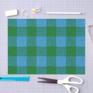 Papel De Seda Diseño a cuadros entrecruzados azul y verde