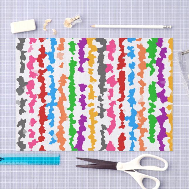 Papel De Seda Diseño abstracto irregular colorido blanco (Artesanía)