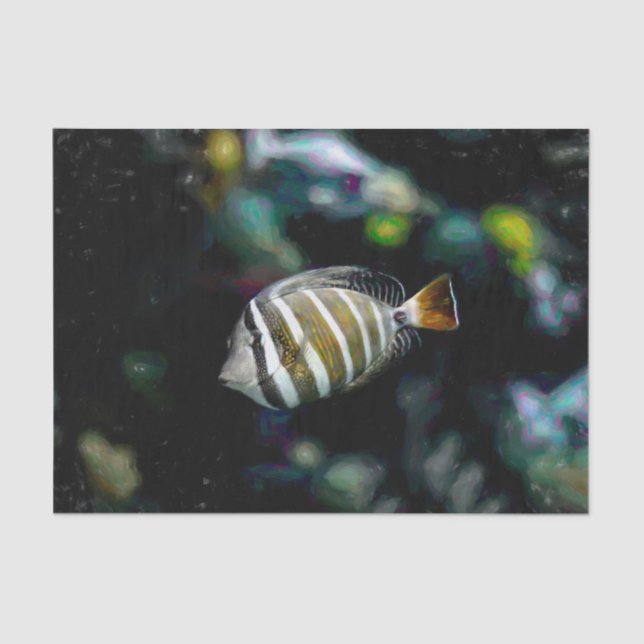 Papel De Seda Diseño acuático subacuático de peces tropicales (Anverso)