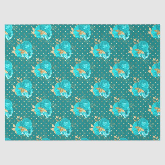 Papel De Seda Diseño Aqua y Gold Series 2 (Anverso)