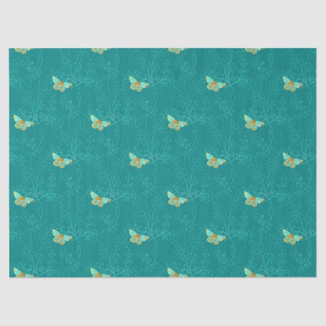 Papel De Seda Diseño Aqua y Gold Series 3 (Anverso)