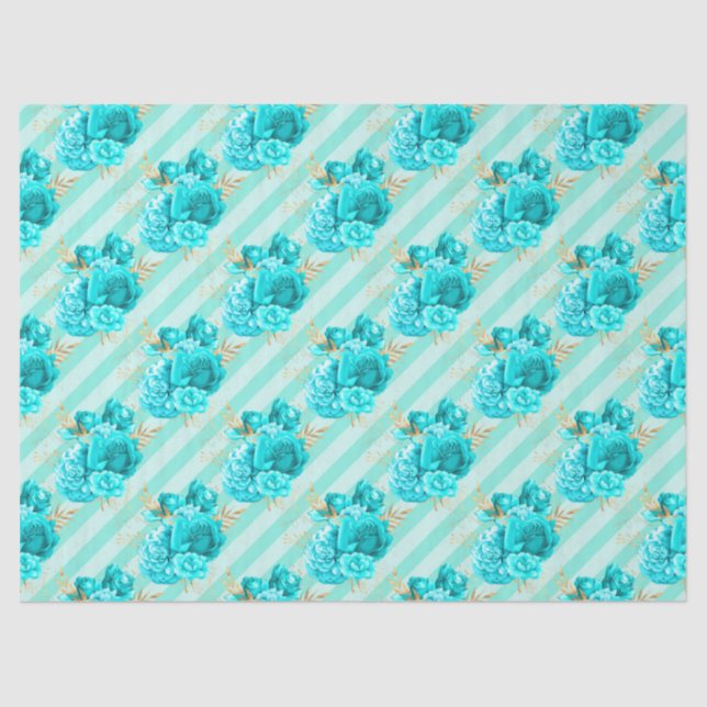 Papel De Seda Diseño Aqua y Gold Series 4 (Anverso)