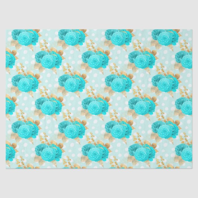 Papel De Seda Diseño Aqua y Gold Series 6 (Anverso)