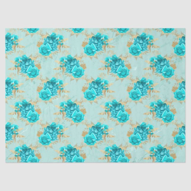 Papel De Seda Diseño Aqua y Gold Series 7 (Anverso)