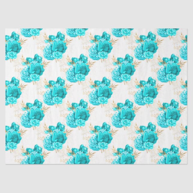 Papel De Seda Diseño Aqua y Gold Series 8 (Anverso)