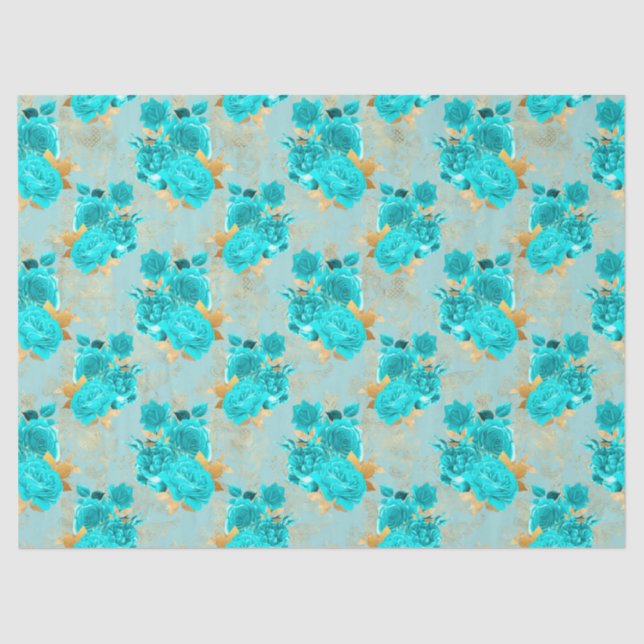 Papel De Seda Diseño Aqua y Gold Series 9 (Anverso)