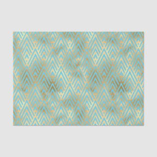 Papel De Seda Diseño Art Déco, patrón de diamantes en azul turqu