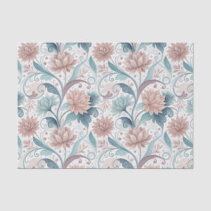 Papel De Seda Diseño Artístico de Flores en Remolino Floral Past