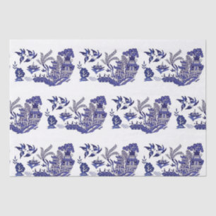 Papel De Seda Diseño azul azul y blanco del sauce de China