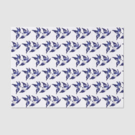 Papel De Seda Diseño azul clásico del pájaro del sauce