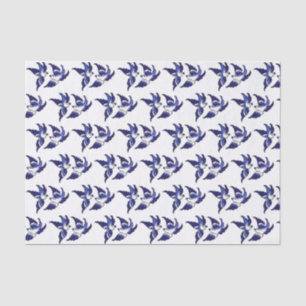 Papel De Seda Diseño azul clásico del pájaro del sauce