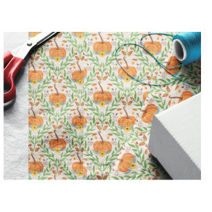Papel De Seda Diseño Botánico de Calabaza de Otoño