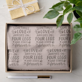 Papel De Seda Diseño Botánico Huellas de Pata Beige-Rojo Suave 