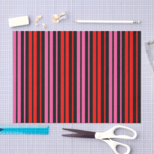 Papel De Seda Diseño Clásico de Rayas Verticales Rojinegro