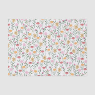 Papel De Seda Diseño de acuarela de flores silvestres coloridas