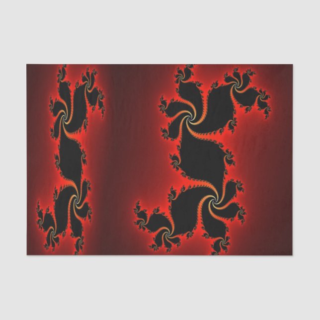 Papel De Seda Diseño de arte de Dragon Fractal Rojo Profundo (Anverso)