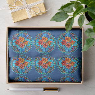 Papel De Seda Diseño de Arte en Mosaico Floral de Vidrio Emploma