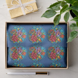 Papel De Seda Diseño de Arte en Mosaico Floral de Vidrio Emploma