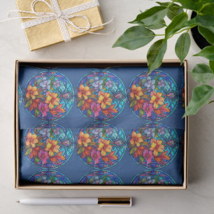 Papel De Seda Diseño de Arte en Mosaico Floral de Vidrio Teñido