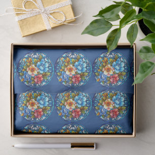 Papel De Seda Diseño de Arte en Mosaico Floral de Vidrio Teñido