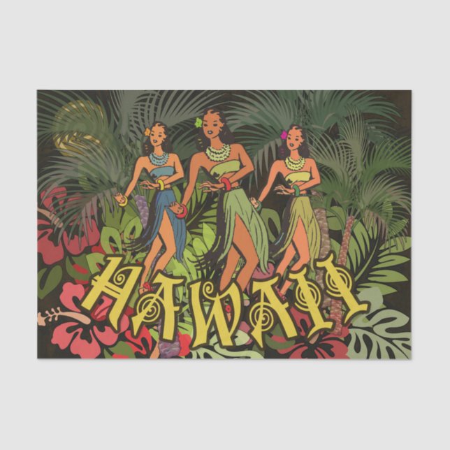 Papel De Seda Diseño de arte Hawaii Aloha Palm Hula (Anverso)