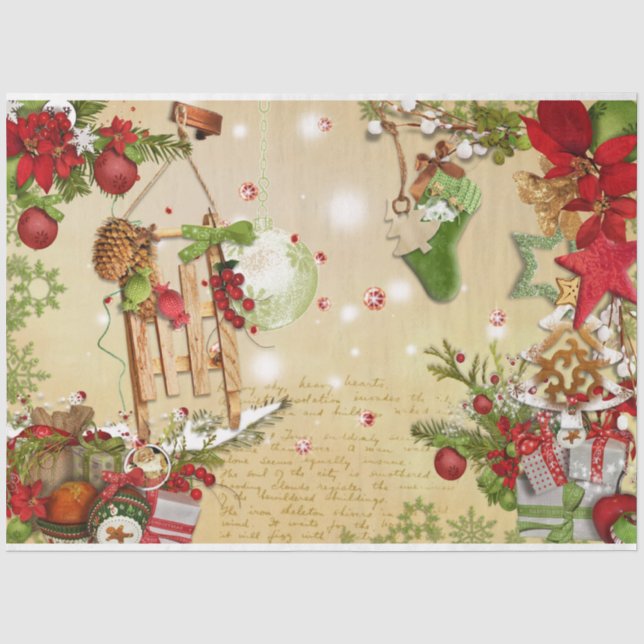 Papel De Seda Diseño de Bayas de Navidad Serie 5 (Anverso)