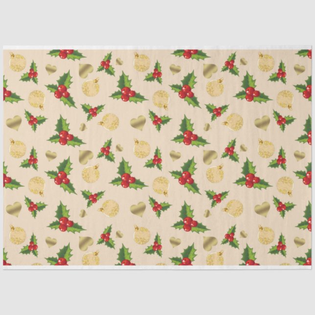 Papel De Seda Diseño de Bayas de Navidad Serie 9 (Anverso)