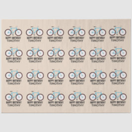 Papel De Seda Diseño de bicicletas Nombre personalizado de cumpl