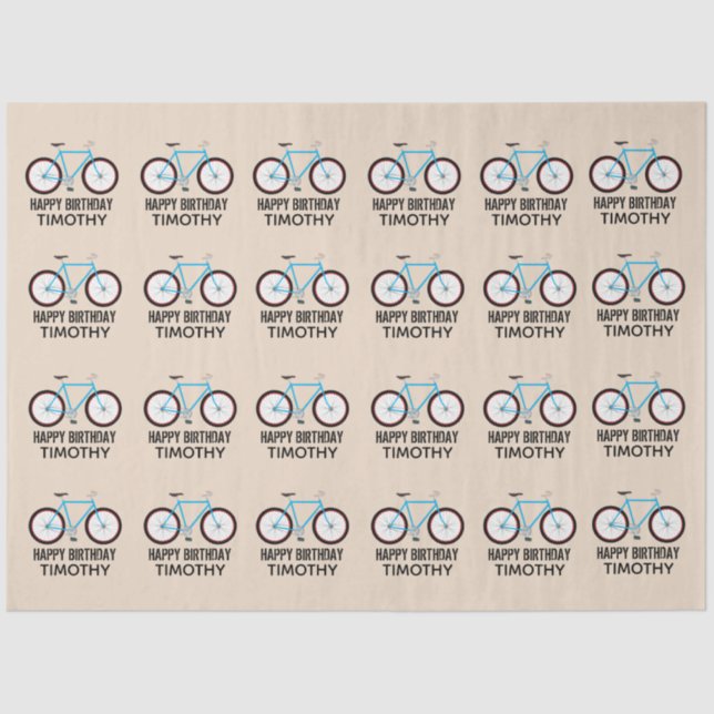 Papel De Seda Diseño de bicicletas Nombre personalizado de cumpl (Anverso)