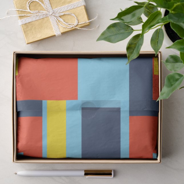 Papel De Seda Diseño de bloque sólido retro / Conjunto 2 (Regalo )