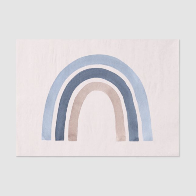 Papel De Seda Diseño de boho arcoiris azul y rosa (Anverso)