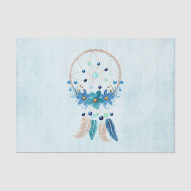 Papel De Seda Diseño de Boho estilo Blue Dreamcatcher (Anverso)