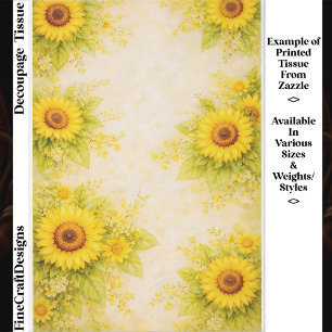 Papel De Seda Diseño de borde floral de girasol soleado Decoupag