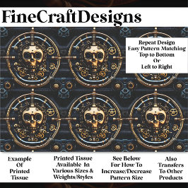 Papel De Seda Diseño de calavera dorada gótica Steampunk BM3 dec