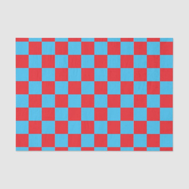 Papel De Seda Diseño de cheque rojo azul bajo control (Anverso)