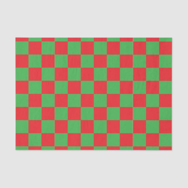 Papel De Seda Diseño de cheque verde rojo (Anverso)