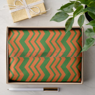 Papel De Seda Diseño de Chevron Zigzag Verde Naranja